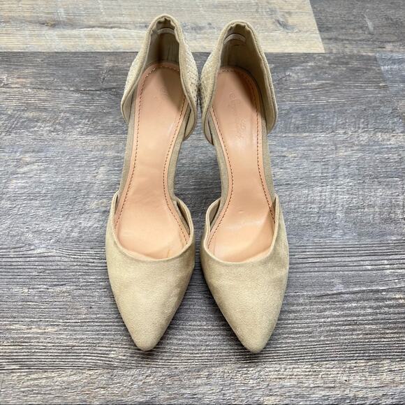 Sergio Bari tan faux suede formal heels with rhinestone details size 8 B72 - Picture 2 of 6